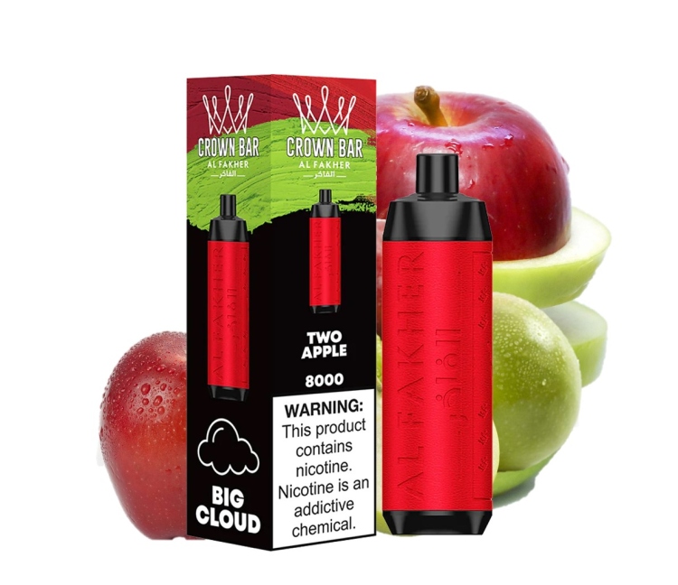 Two Apples vape flavor, Al Fakher Crown Bar apple flavor, vaping in downtown Dubai cafe - ALFAKHER CROWN BAR - Two Apple - 8000 Puff, Rechargeable ...
