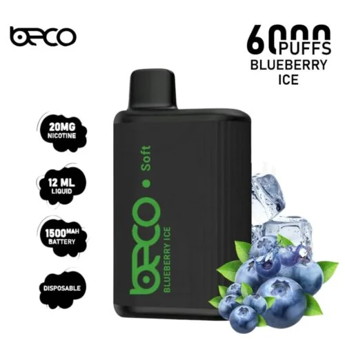 Beco Soft 6000 blueberry ice vape, refreshing cold fruit vape flavor, vape with cooling sensation UAE, Yas Island - BECO SOFT BLUEBERRY ICE DISPOSABLE VAPE 6000 PUFFS 2 ...