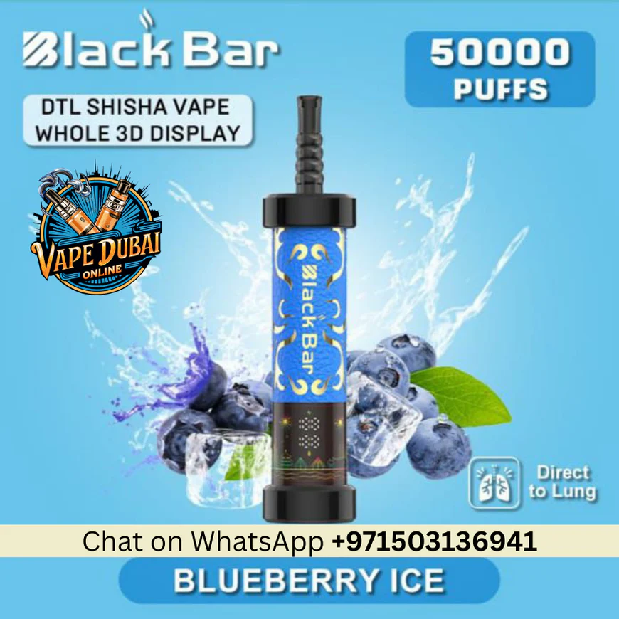 DTL vape cloud electronic shisha, dense vapor output, immersive shisha cafe experience Dubai - Black Bar 50000 Puffs Vape – DTL Shisha with 3D Display in Dubai ...