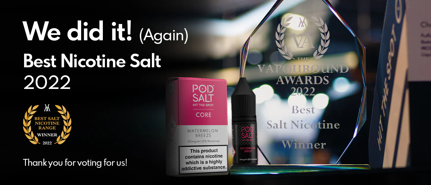 Nicotine Salt technology award winning, vape science lab, award-winning nicotine salt, scientific vaping innovation - Awards – Pod Salt UK