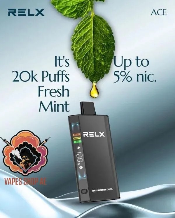 RELX vape best choice Dubai, vape market leader RELX, premium vaping experience UAE, RELX ACE crown - RELX Ace 50mg 20000 Puffs – Buy Now | Vaps Shop AE Dubai