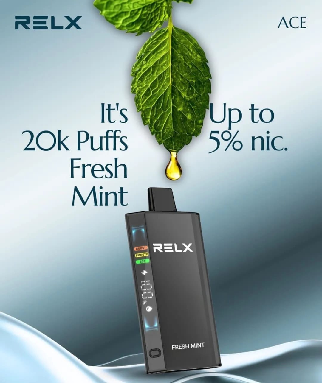 RELX ACE 20000 vape device close-up, premium tech vape, high performance RELX - Relx Ace 20000 Puffs 5% Disposable Vape - Vapico