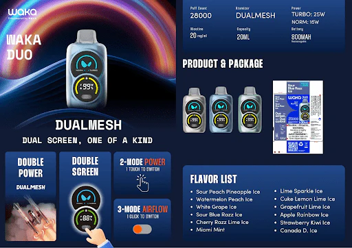 Waka vape airflow control dial adjustable draw customization - WAKA Duo: Double Screens, Double Flavor