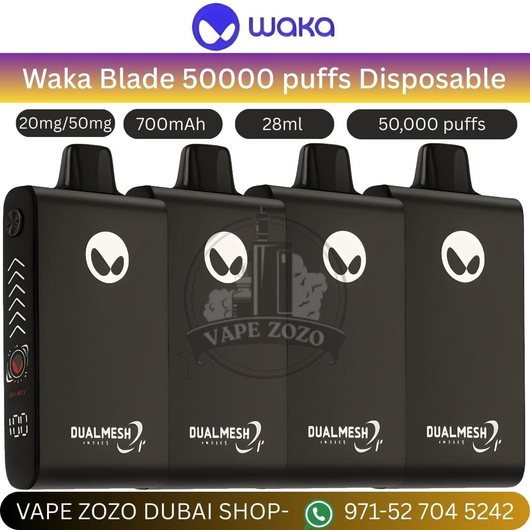 Waka 50000 long-lasting battery, powerful disposable vape, efficient e-cigarette design, smart charging technology - Waka Blade 50000 Puffs Disposable Vape by Waka | Vape Zozo
