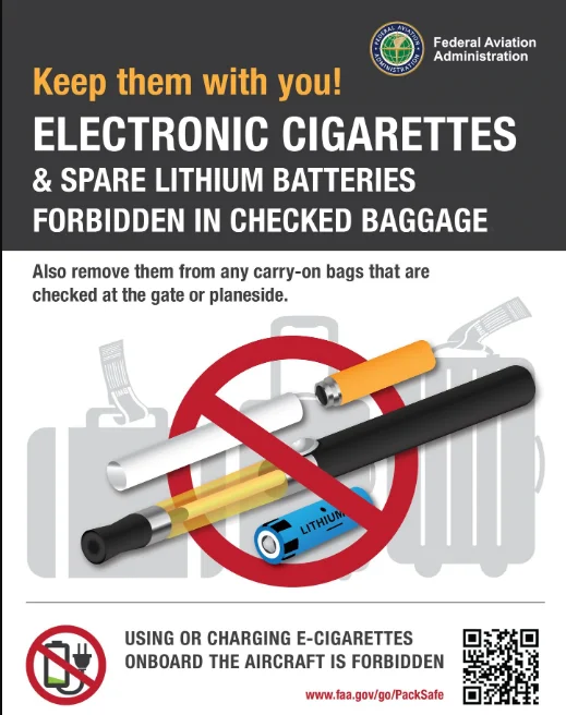 checked baggage no vape battery, lithium battery fire hazard airport, e-cigarette banned checked luggage - With Little FAA Direction, Vaping Devices Add to Fire Dangers on ...